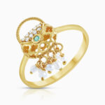 Bag Ring with Diamond & Emerald