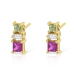 Rani Pop Earrings With Diamond  Saphhire & Tourmaline