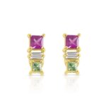 Rani Pop Earrings With Diamond  Saphhire & Tourmaline - Image 2