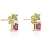 Rani Pop Earrings With Diamond  Saphhire & Tourmaline - Image 3