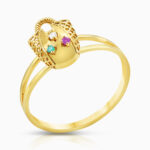 Bag Ring With Ruby Diamond & Emerald